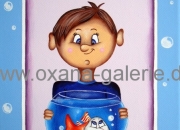 Oxana-Galerie.de Junge mit Aquarium und Fisch