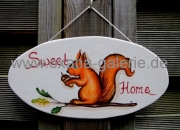 Türschild Sweet Home Eichhörnchen mit Nuss